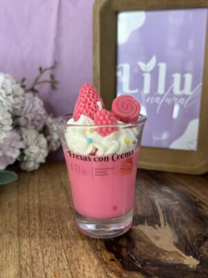 Vela postre Vaso mini | Fresas con crema